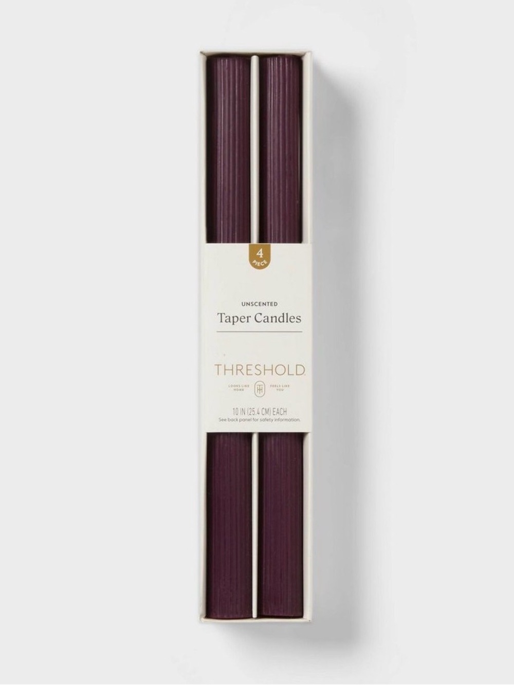 4pk Ribbed Taper Candle Set Purple - Threshold